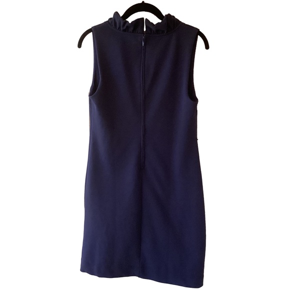 Lilly Pulitzer Tisbury Shift Dress Size Medium Navy Ruffle Neckline Night Out - Picture 3 of 11